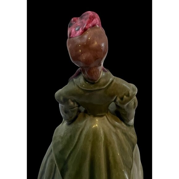 Vintage MCM Florence Pasadena Ceramics Delia Figure In Green Dress w/ Bouquet 8" - Picture 12 of 12